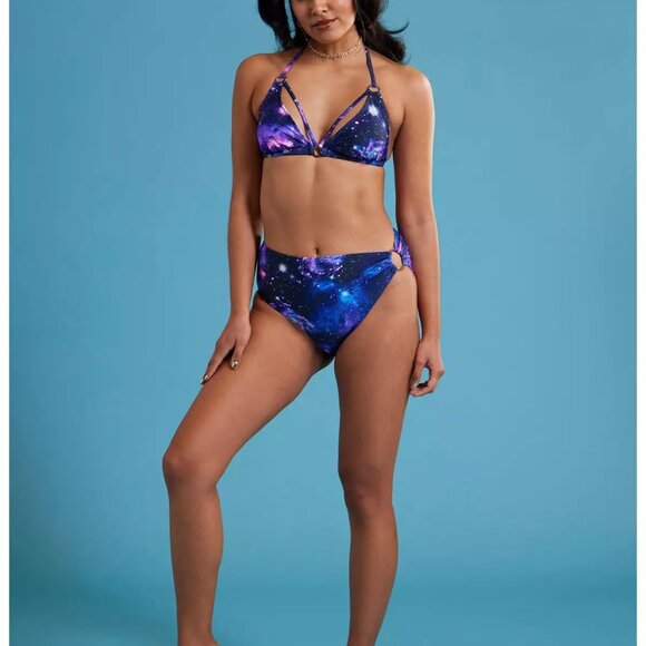 Cosmic Aura® Galaxy O-Ring Halter Swim Bottoms size Large - Picture 1 of 8